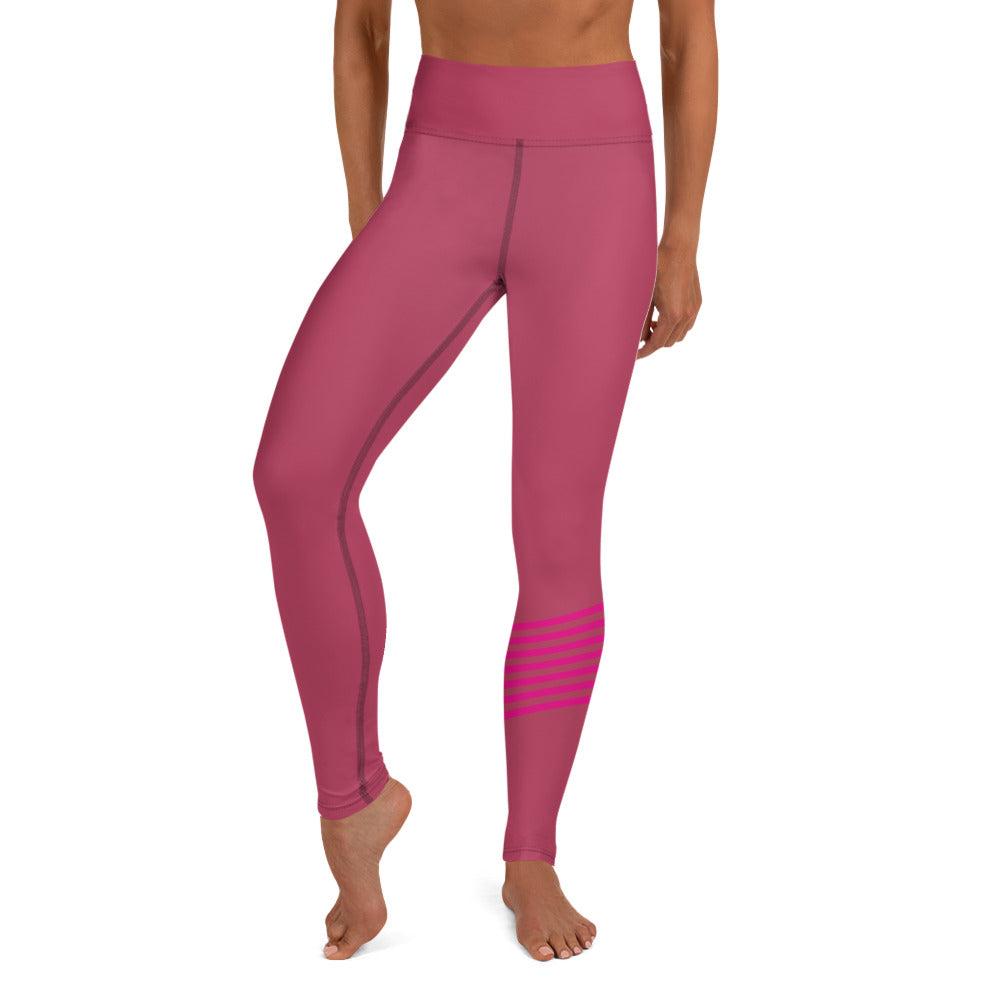 Snooty Fox Art Yoga Leggings - Viva Magenta & Stripes