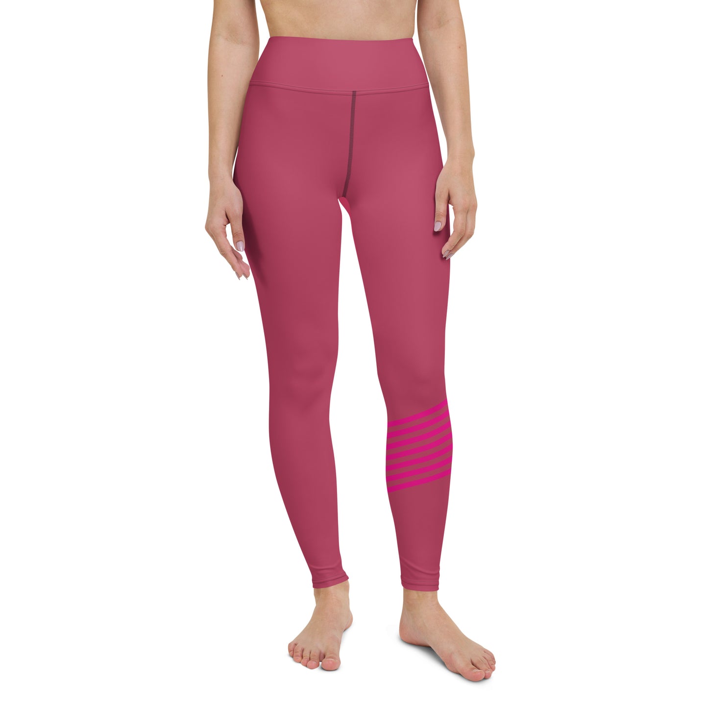 Snooty Fox Art Yoga Leggings - Viva Magenta & Stripes