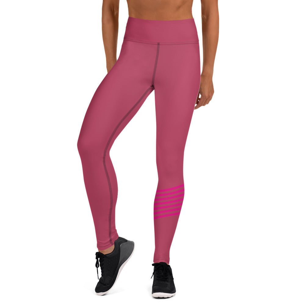 Snooty Fox Art Yoga Leggings - Viva Magenta & Stripes