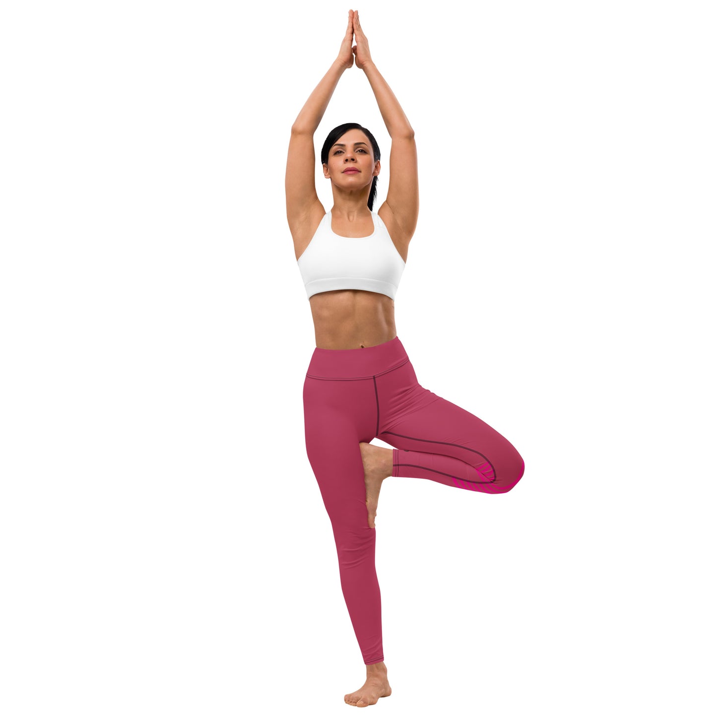 Snooty Fox Art Yoga Leggings - Viva Magenta & Stripes