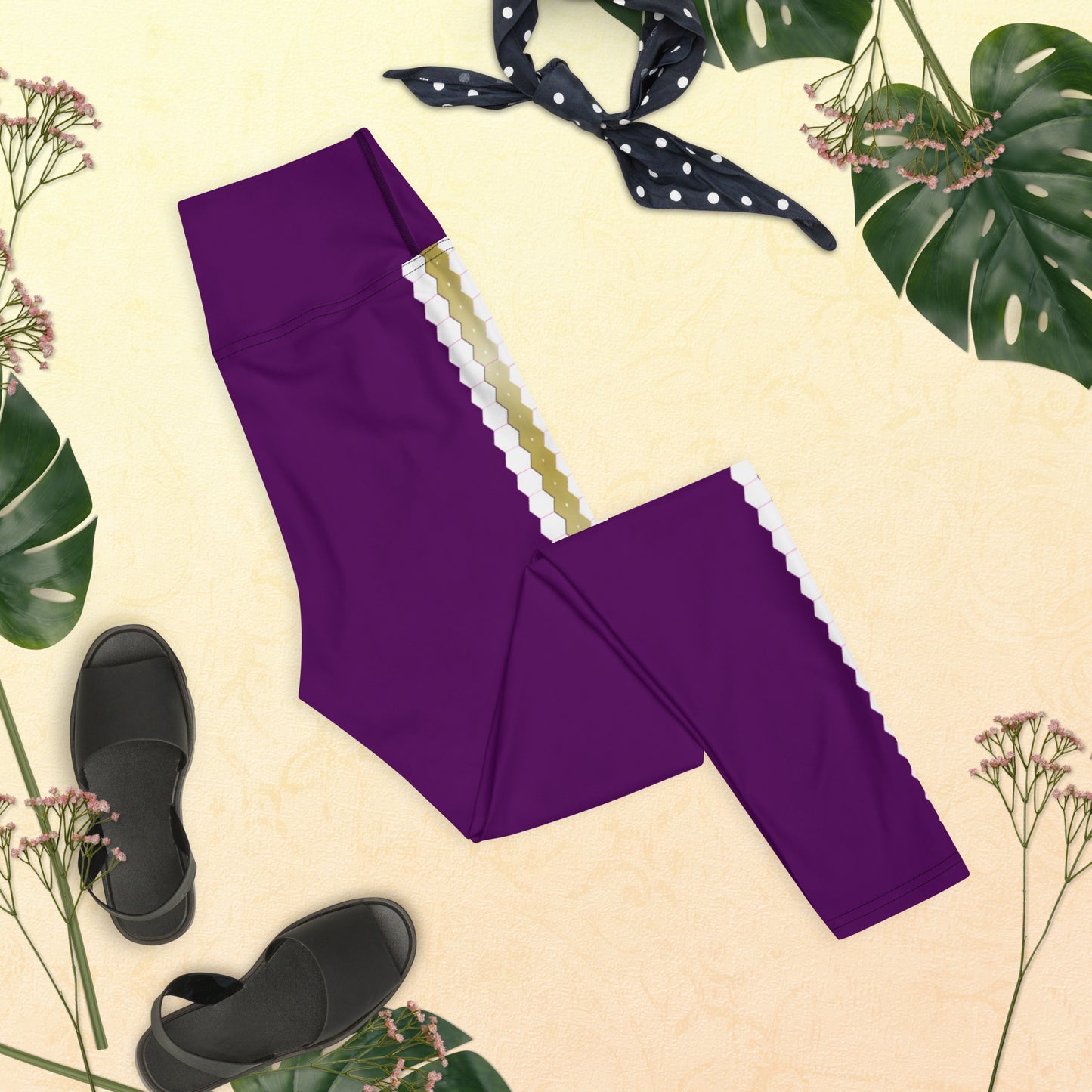 Snooty Fox Art Yoga Leggings - San Diego Indigo Tone & Hex Stripe