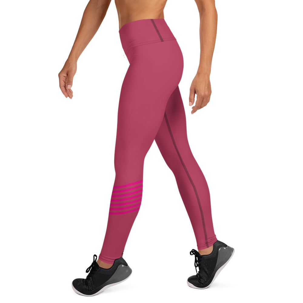 Snooty Fox Art Yoga Leggings - Viva Magenta & Stripes
