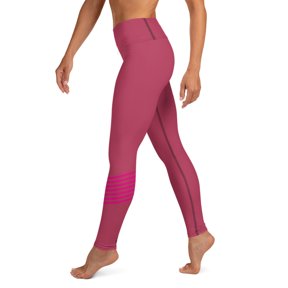 Snooty Fox Art Yoga Leggings - Viva Magenta & Stripes