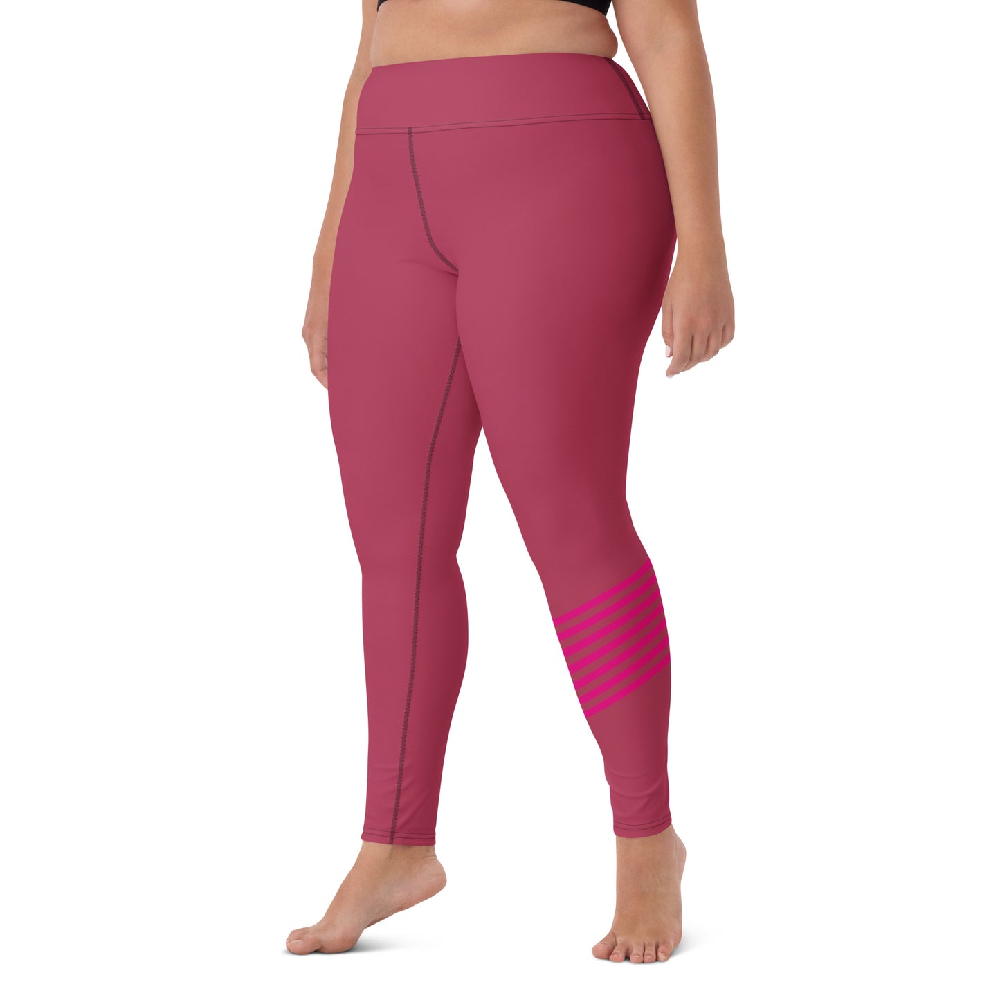 Snooty Fox Art Yoga Leggings - Viva Magenta & Stripes
