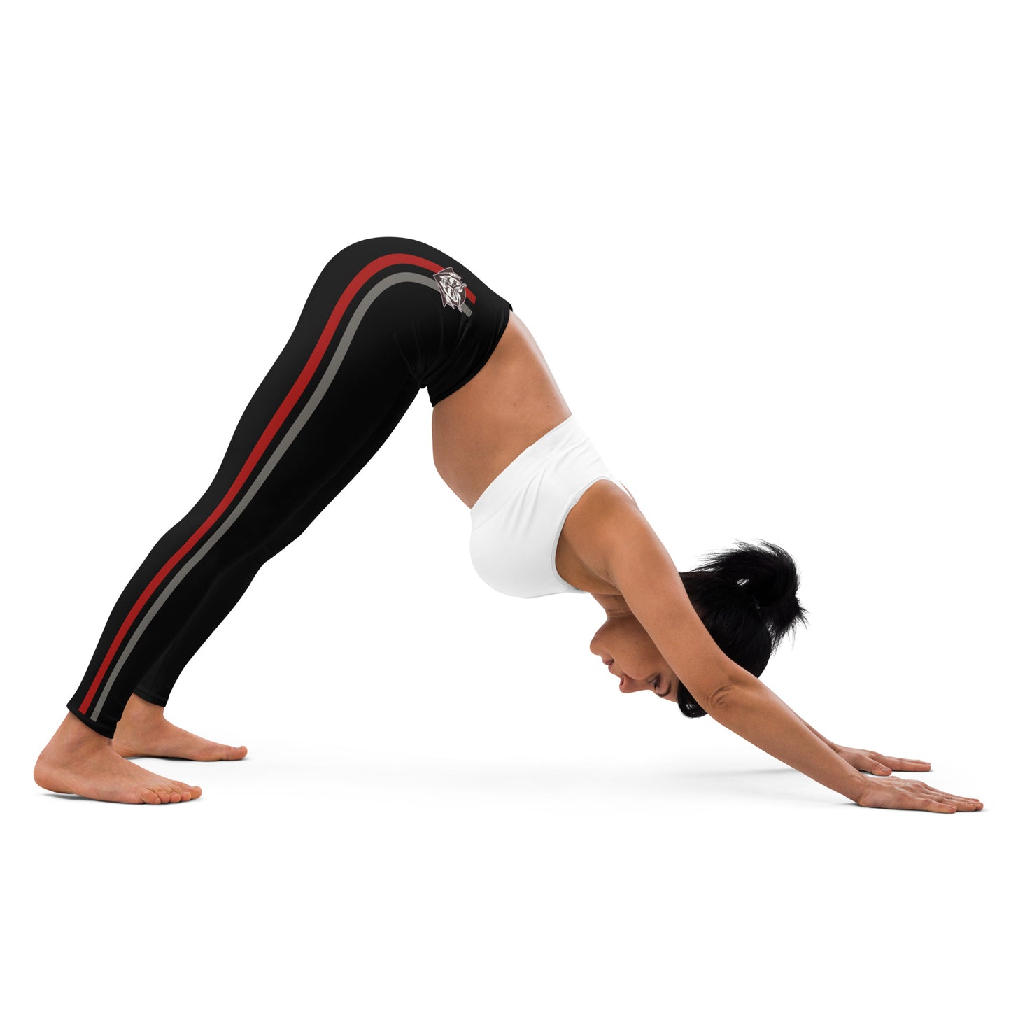Snooty Fox Art Yoga Leggings - Red and Gray Stripes