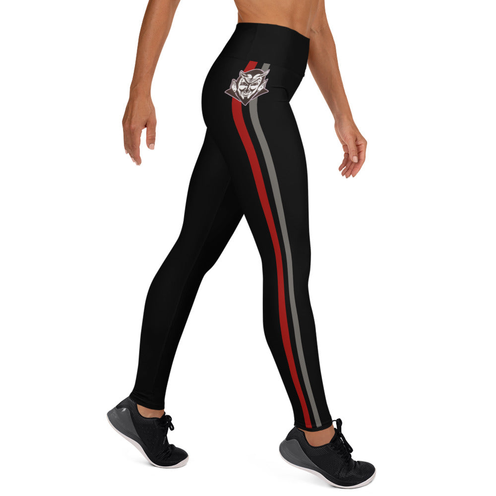 Snooty Fox Art Yoga Leggings - Red and Gray Stripes