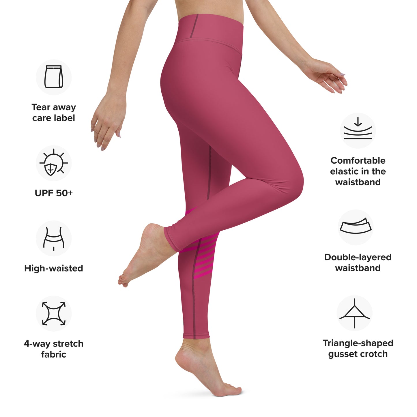 Snooty Fox Art Yoga Leggings - Viva Magenta & Stripes