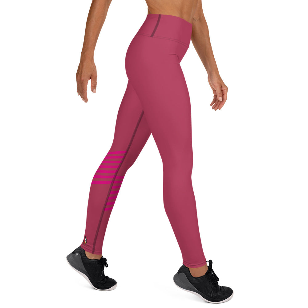 Snooty Fox Art Yoga Leggings - Viva Magenta & Stripes