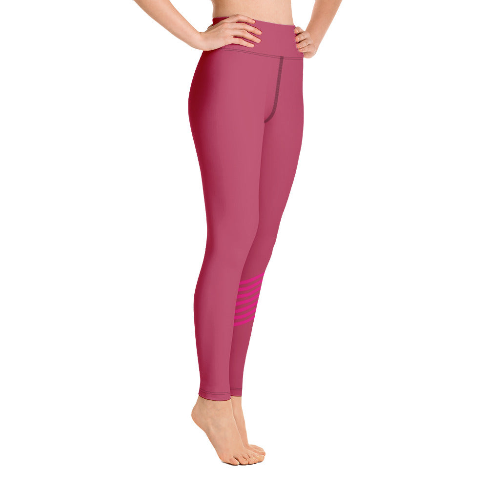 Snooty Fox Art Yoga Leggings - Viva Magenta & Stripes