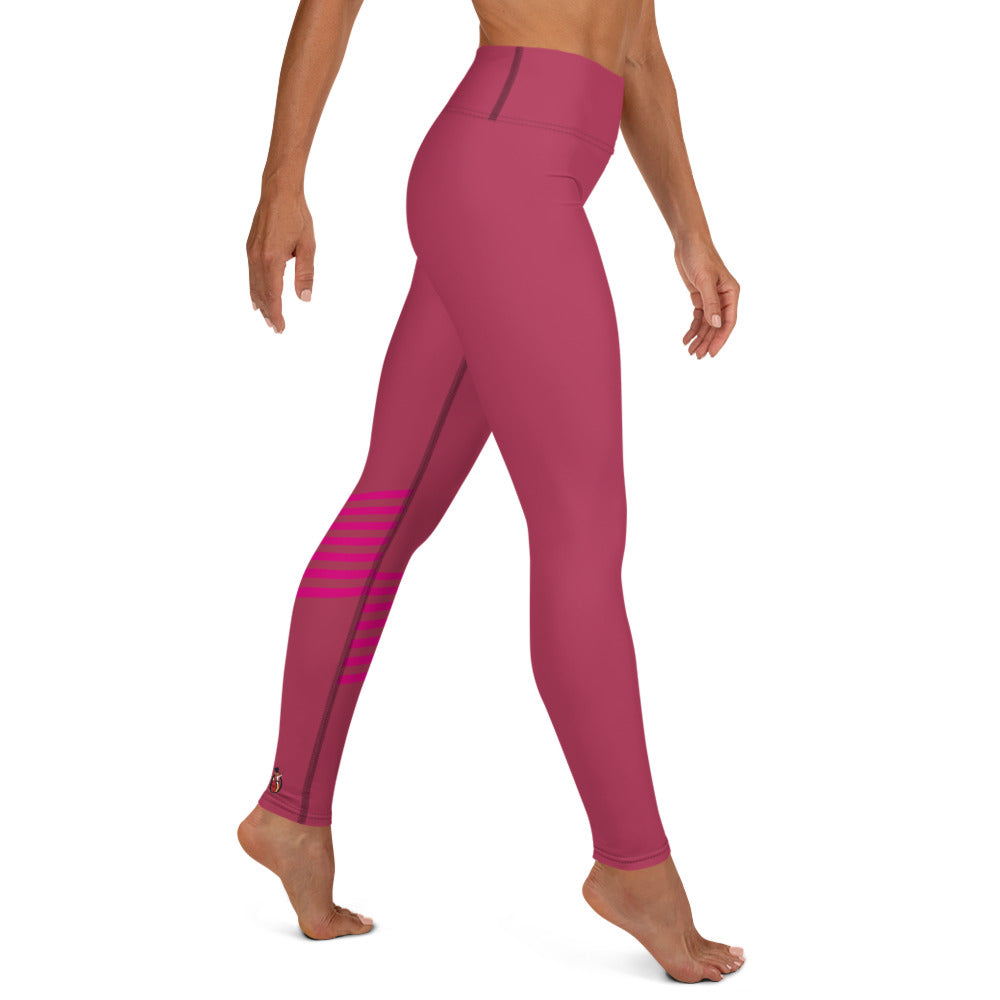 Snooty Fox Art Yoga Leggings - Viva Magenta & Stripes