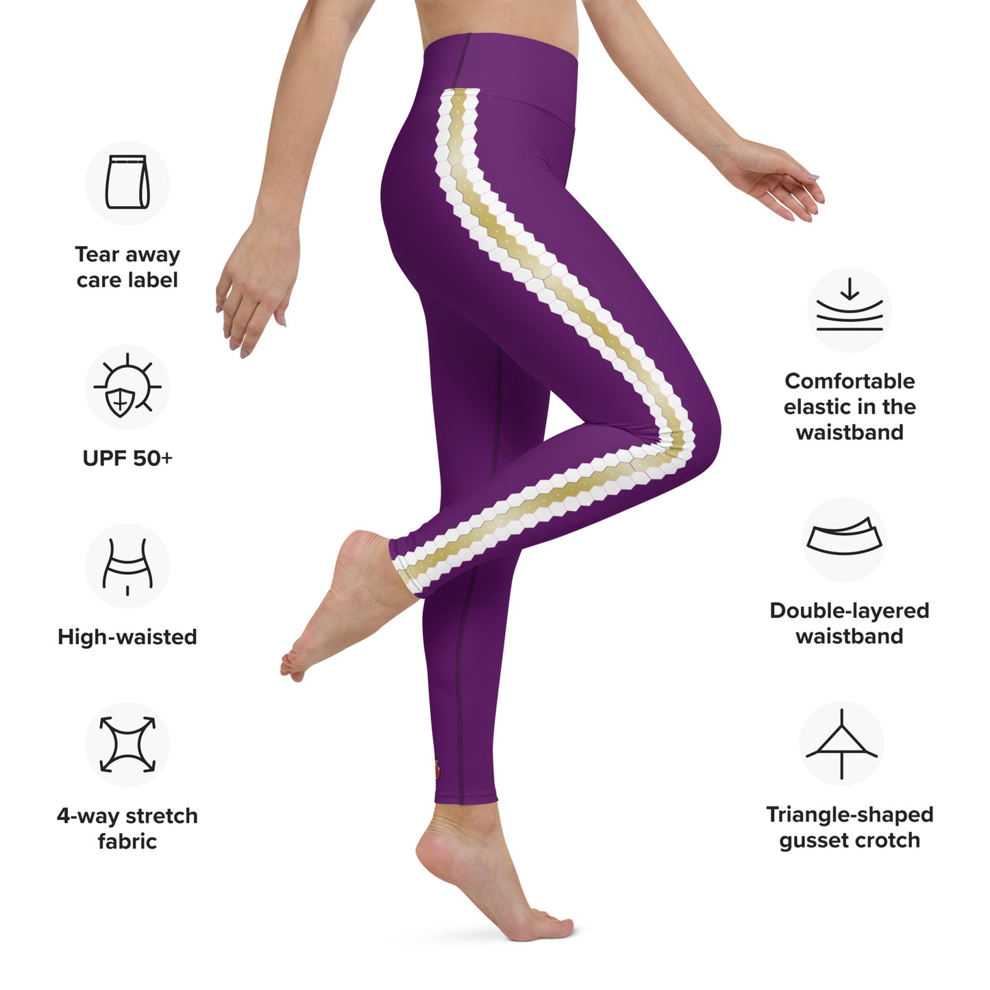 Snooty Fox Art Yoga Leggings - San Diego Indigo Tone & Hex Stripe