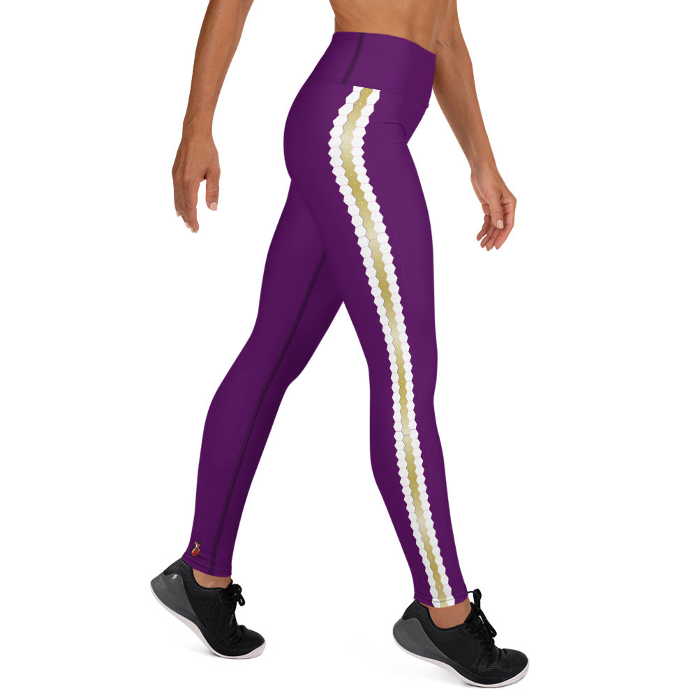 Snooty Fox Art Yoga Leggings - San Diego Indigo Tone & Hex Stripe