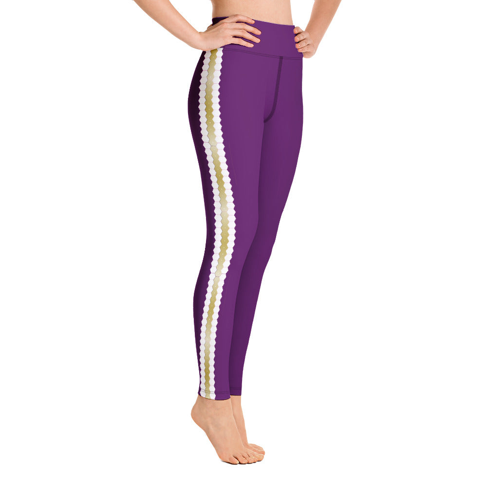 Snooty Fox Art Yoga Leggings - San Diego Indigo Tone & Hex Stripe