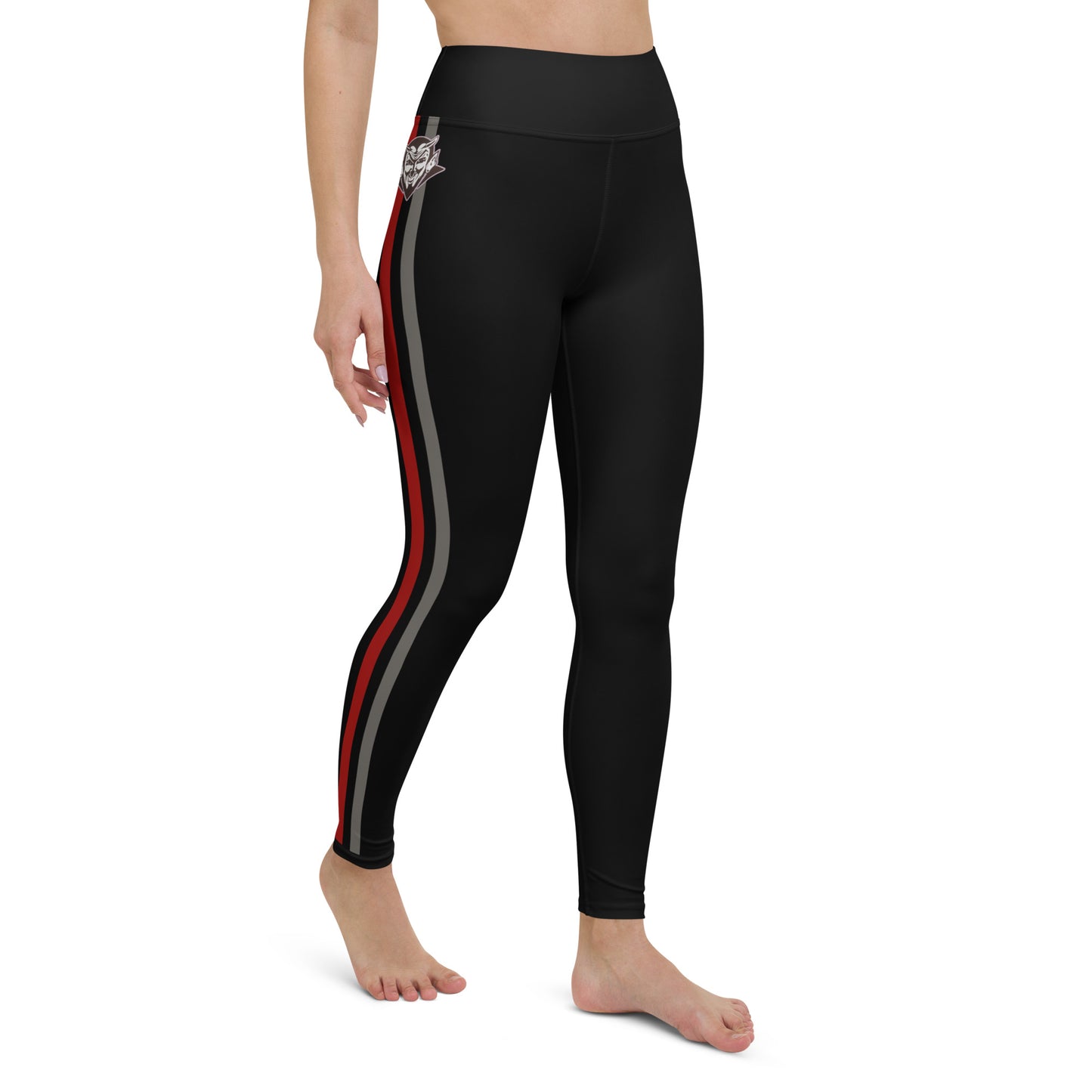 Snooty Fox Art Yoga Leggings - Red and Gray Stripes