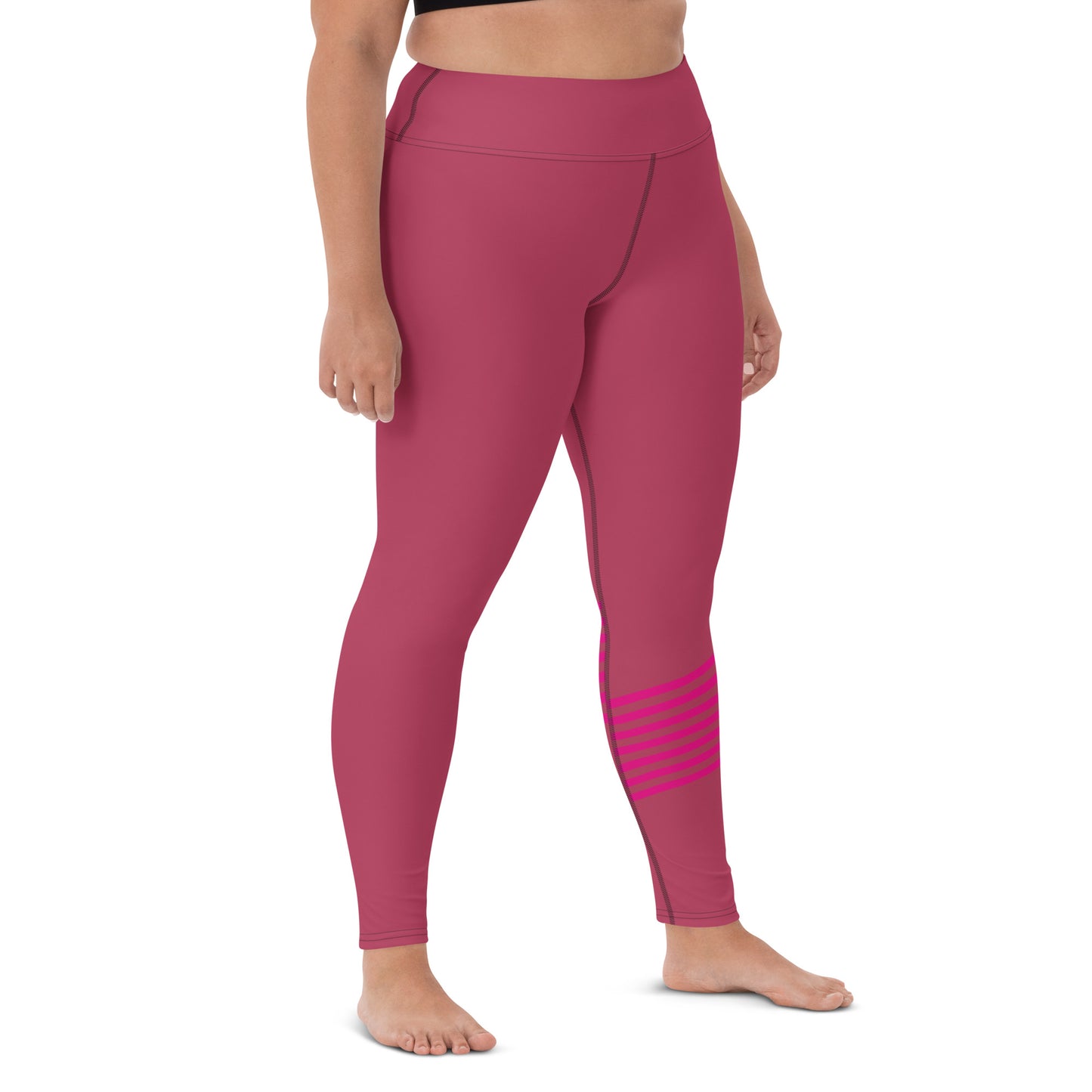 Snooty Fox Art Yoga Leggings - Viva Magenta & Stripes