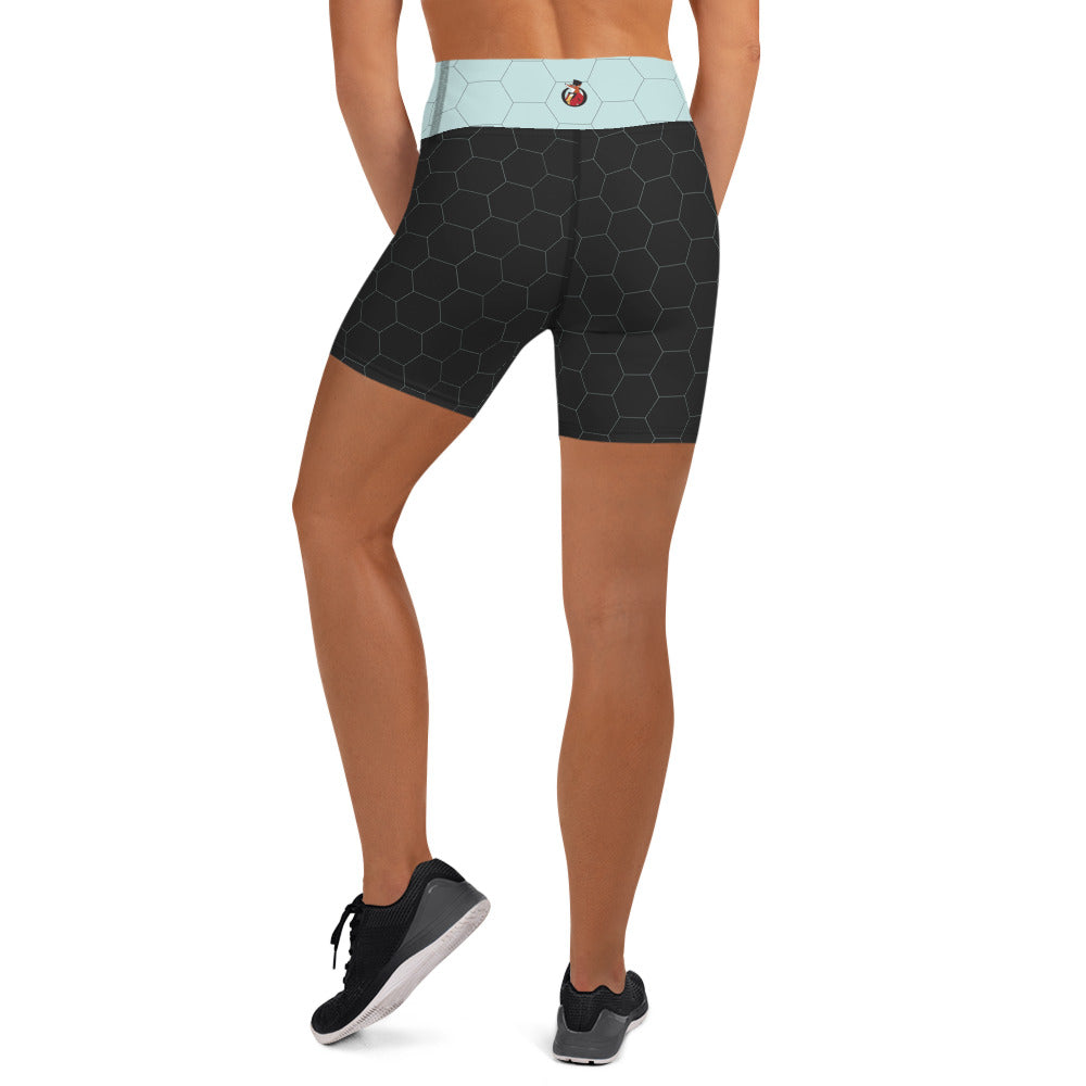 Snooty Fox Art Yoga Shorts - Hex Design with Skylight