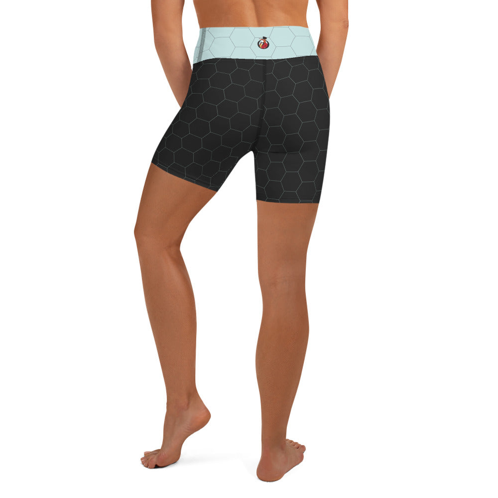 Snooty Fox Art Yoga Shorts - Hex Design with Skylight