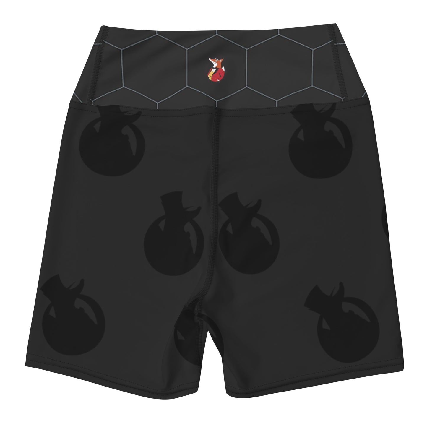 Snooty Fox Art Yoga Shorts - Hex waist, Black Logo