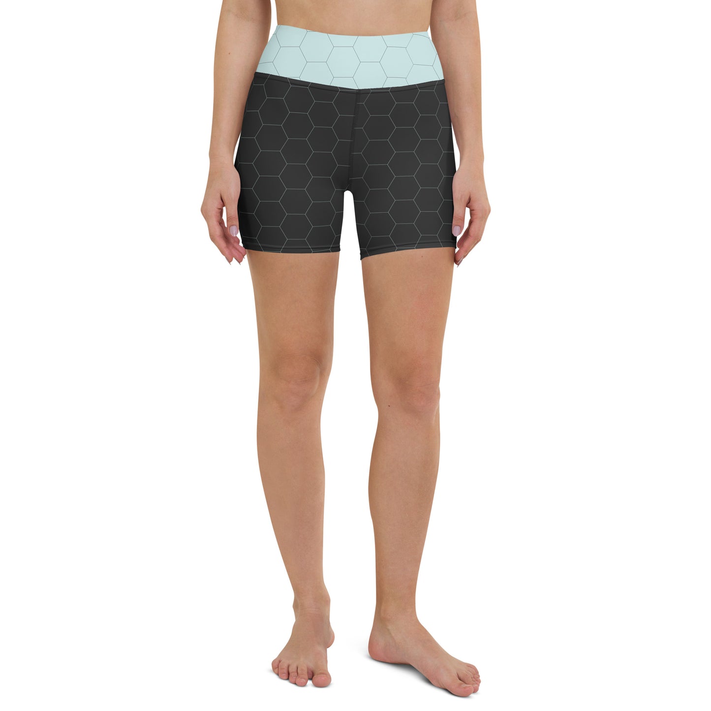 Snooty Fox Art Yoga Shorts - Hex Design with Skylight