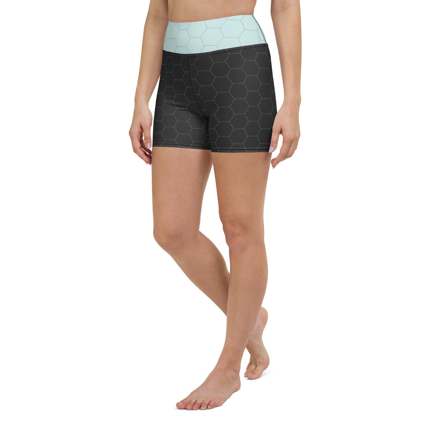 Snooty Fox Art Yoga Shorts - Hex Design with Skylight