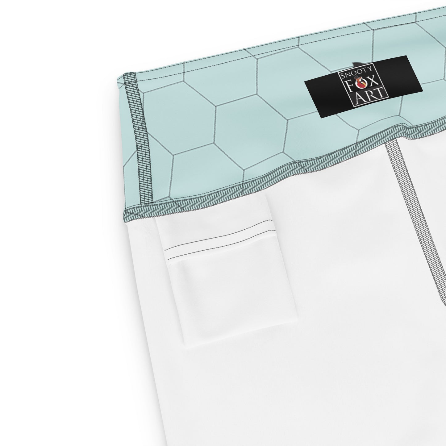 Snooty Fox Art Yoga Shorts - Hex Design with Skylight