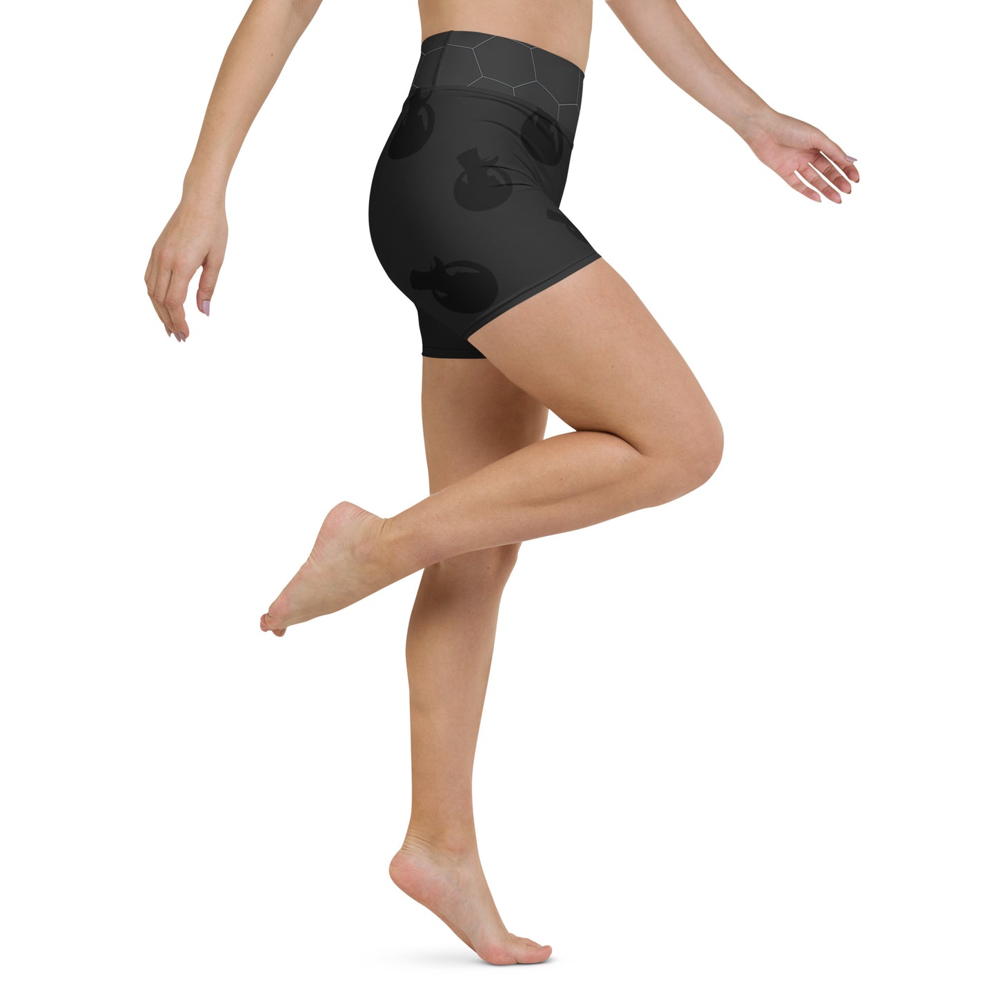Snooty Fox Art Yoga Shorts - Hex waist, Black Logo