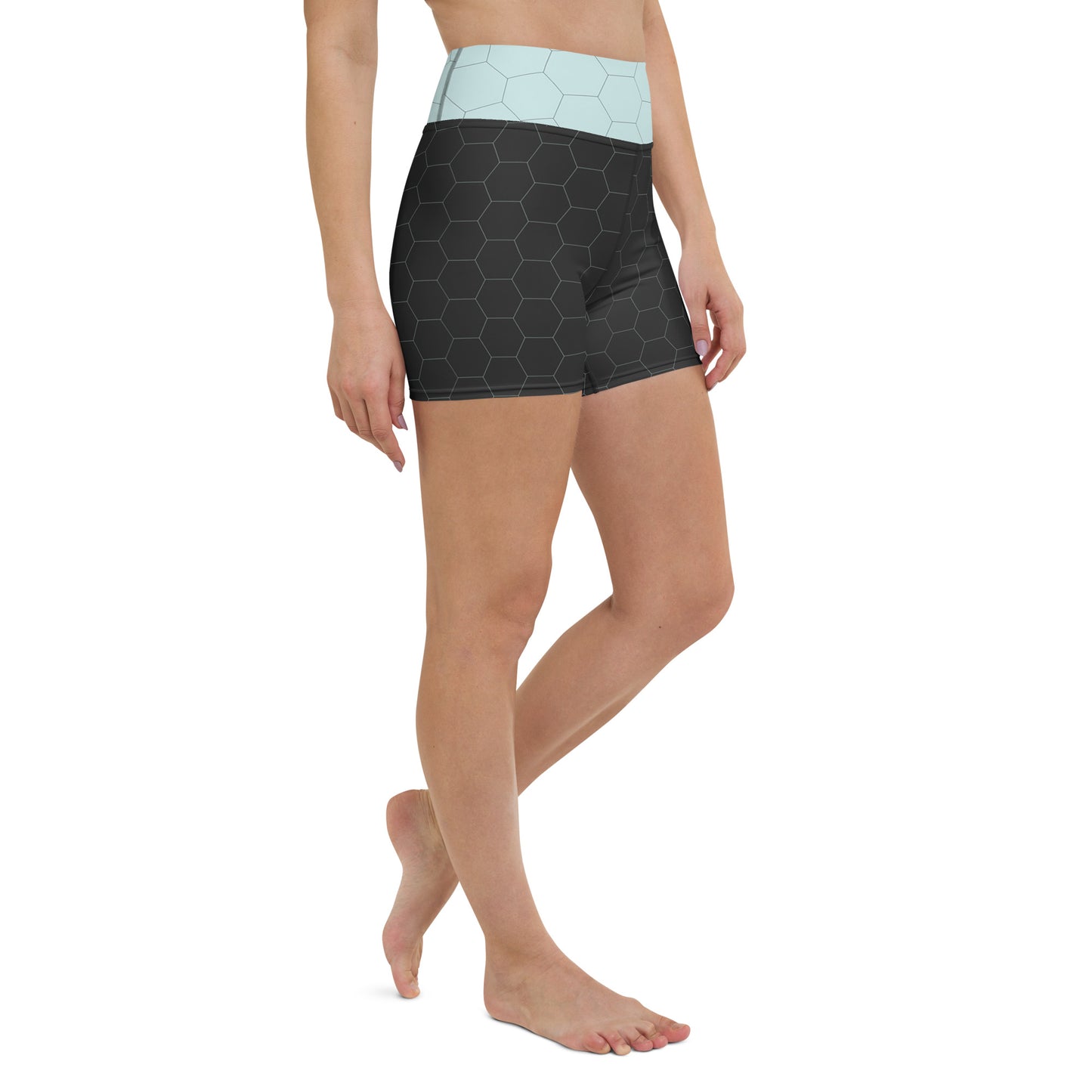 Snooty Fox Art Yoga Shorts - Hex Design with Skylight
