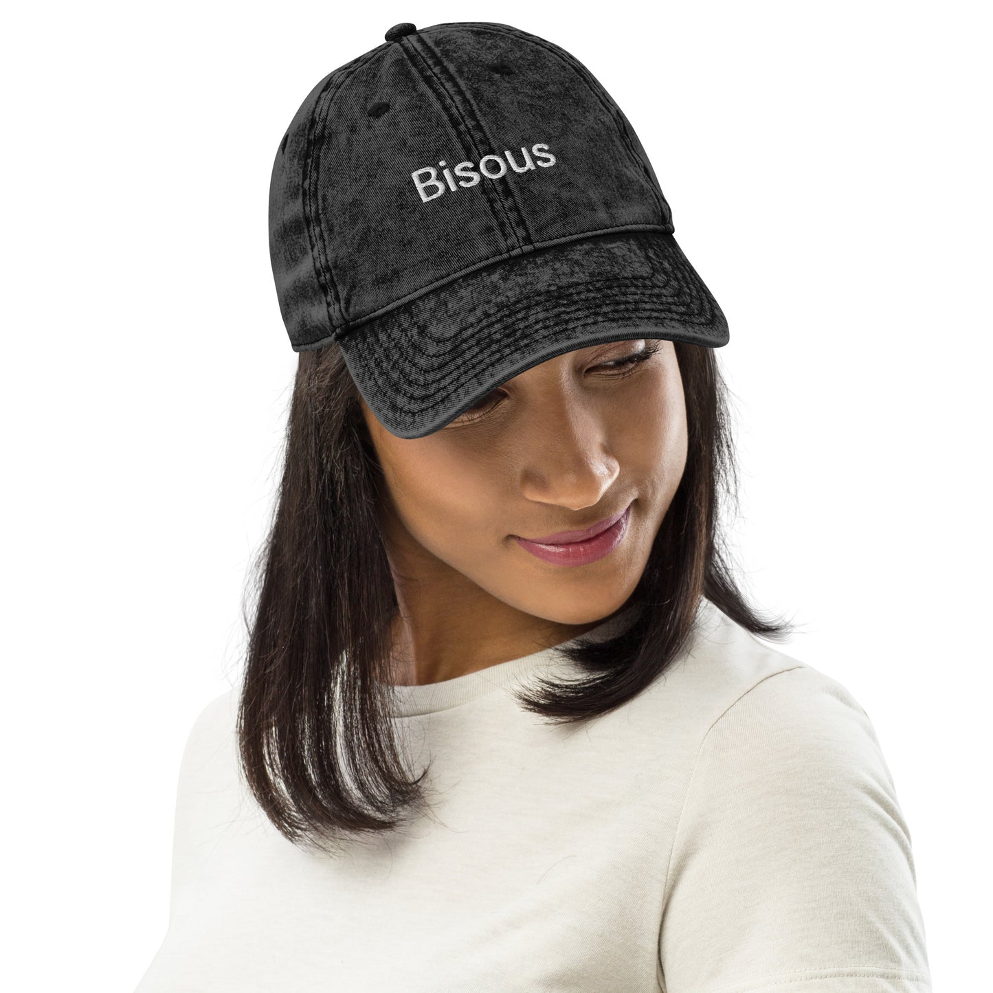 Snooty Fox Art Vintage Cotton Twill Cap Bisous (Kisses)