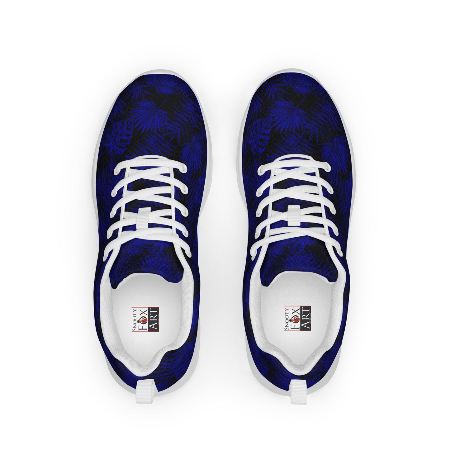 Snooty Fox Art Women’s Athletic Shoes - Dark Blue Palm Pattern