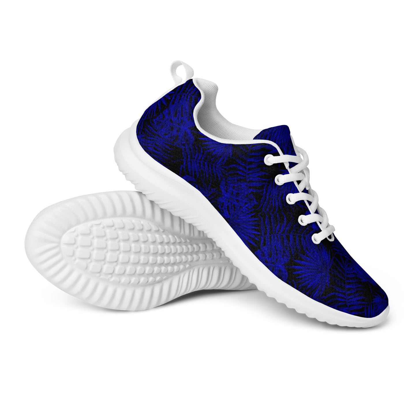 Snooty Fox Art Women’s Athletic Shoes - Dark Blue Palm Pattern