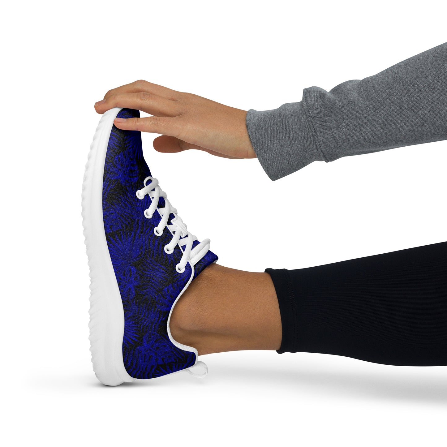 Snooty Fox Art Women’s Athletic Shoes - Dark Blue Palm Pattern