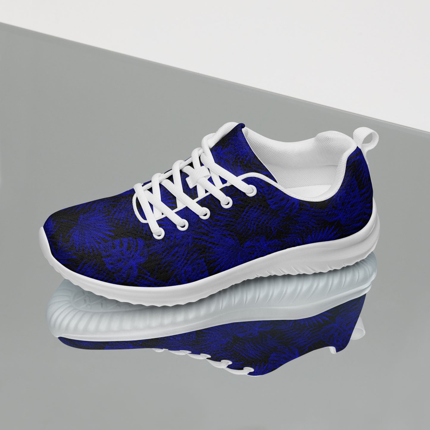 Snooty Fox Art Women’s Athletic Shoes - Dark Blue Palm Pattern