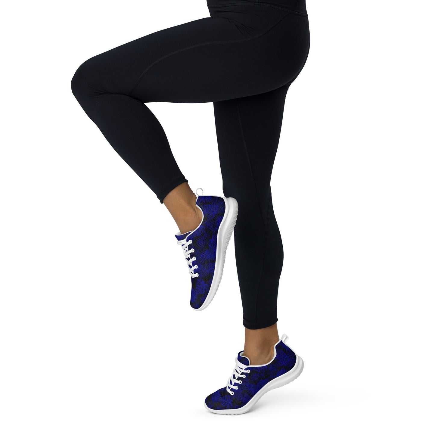Snooty Fox Art Women’s Athletic Shoes - Dark Blue Palm Pattern