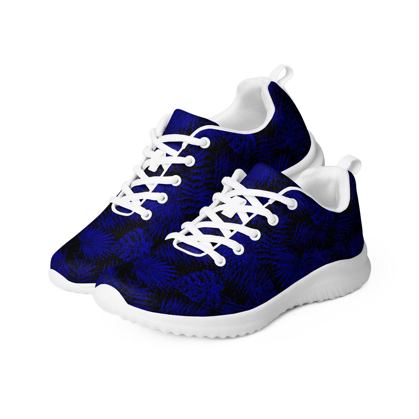 Snooty Fox Art Women’s Athletic Shoes - Dark Blue Palm Pattern