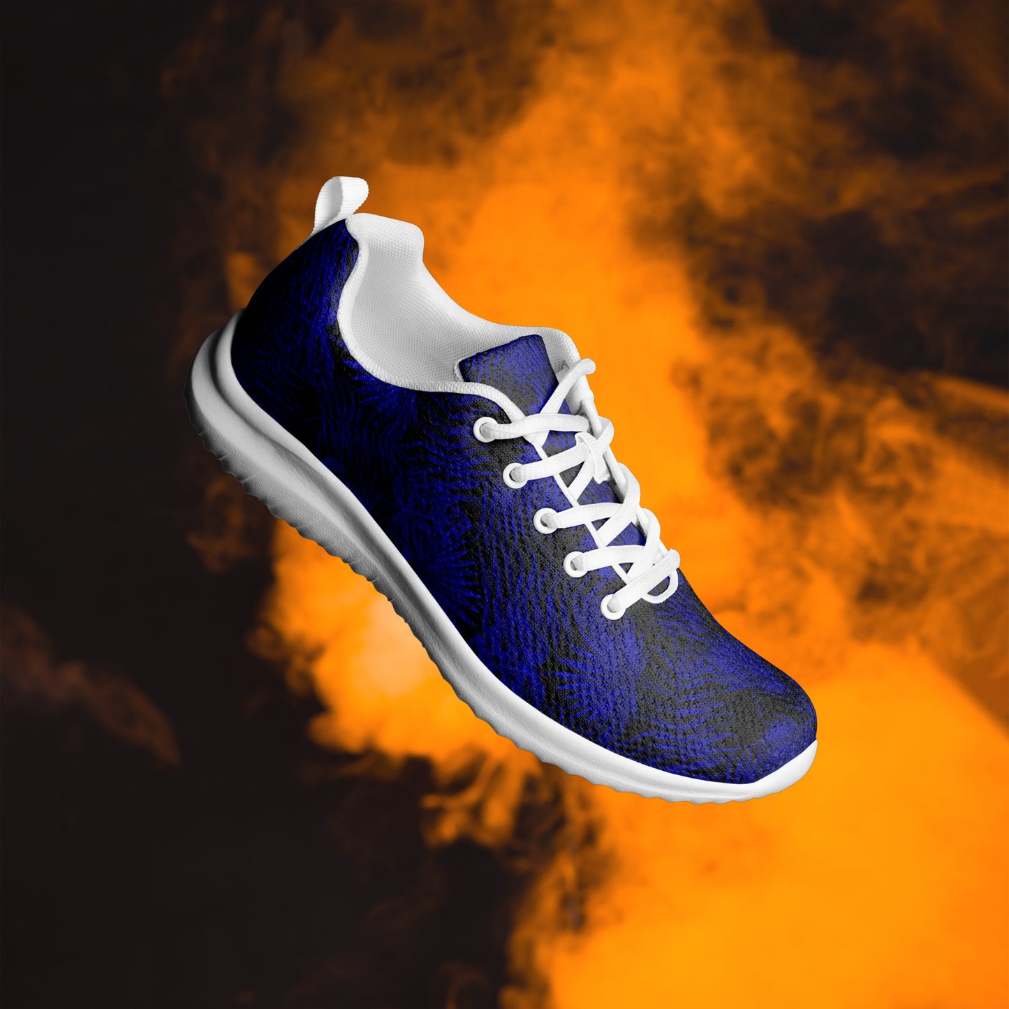 Snooty Fox Art Women’s Athletic Shoes - Dark Blue Palm Pattern