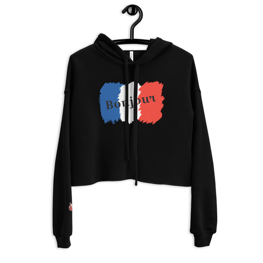 Snooty Fox Art Crop Hoodie - Bonjour
