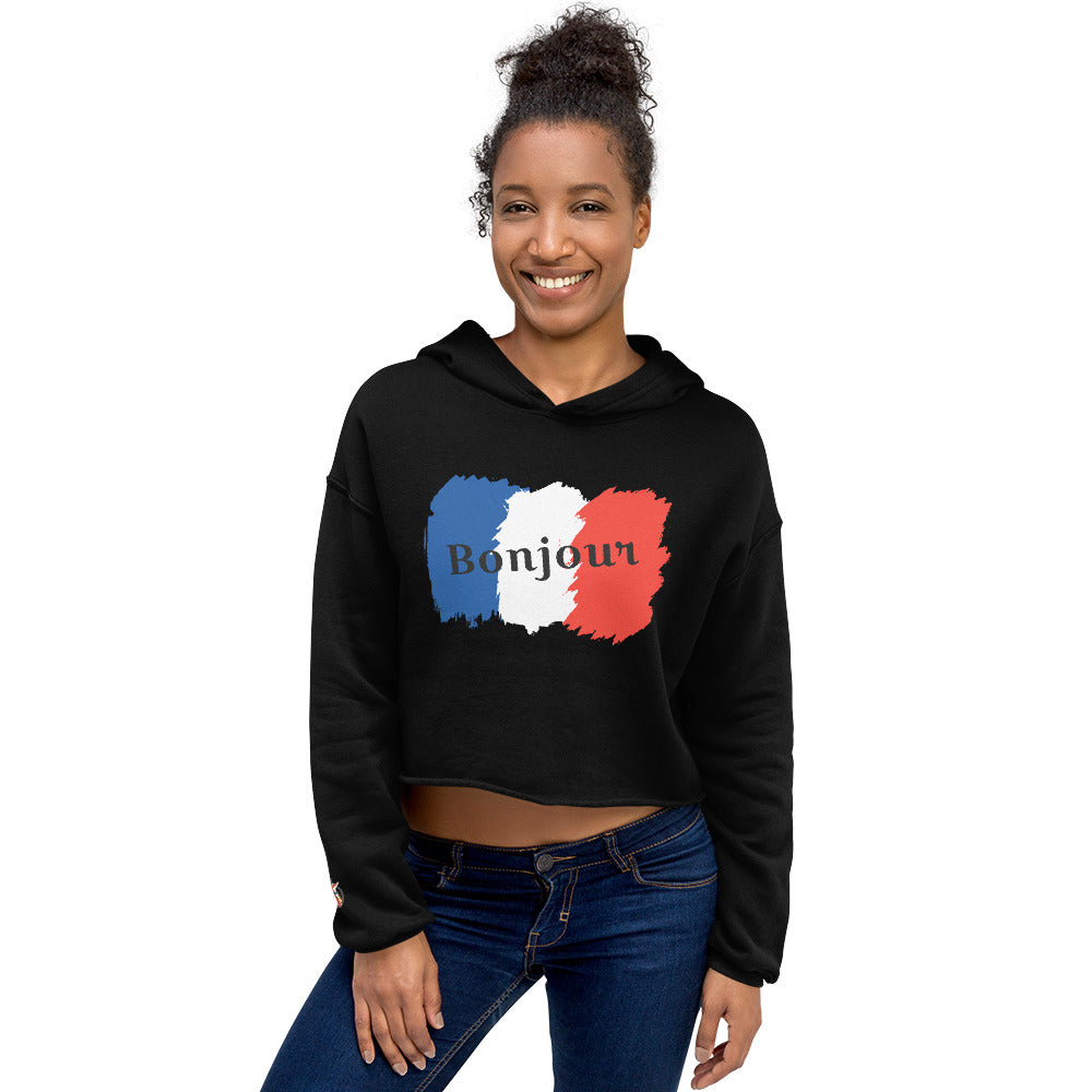 Snooty Fox Art Crop Hoodie - Bonjour