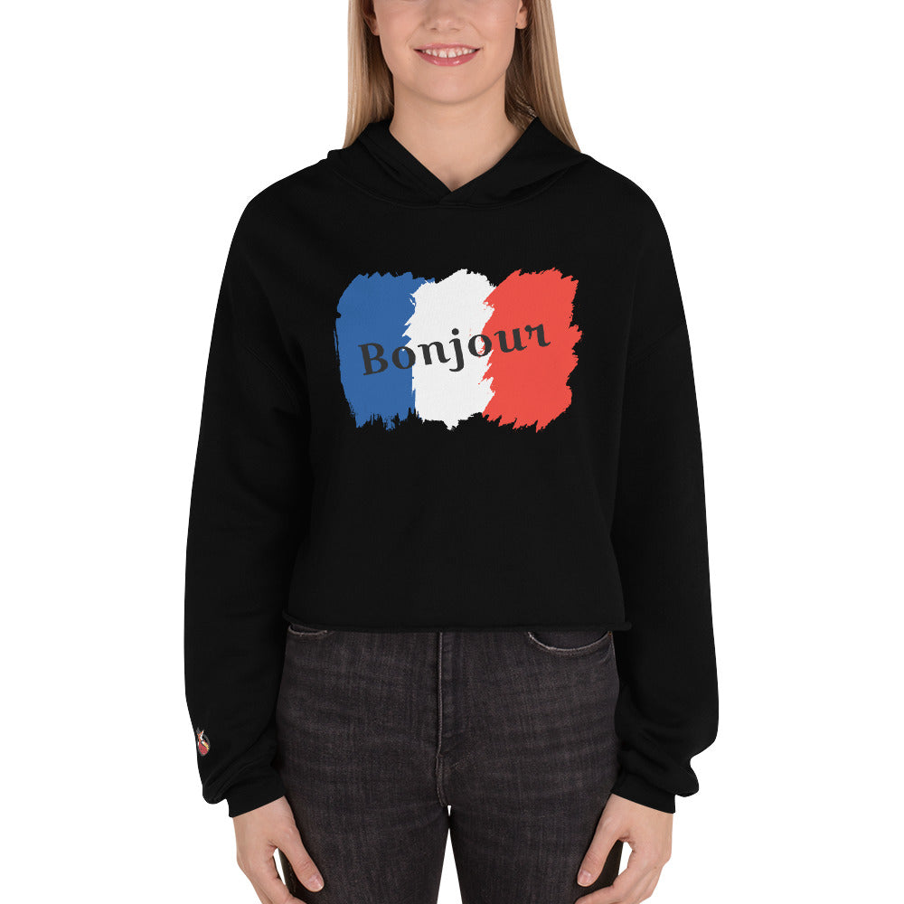 Snooty Fox Art Crop Hoodie - Bonjour