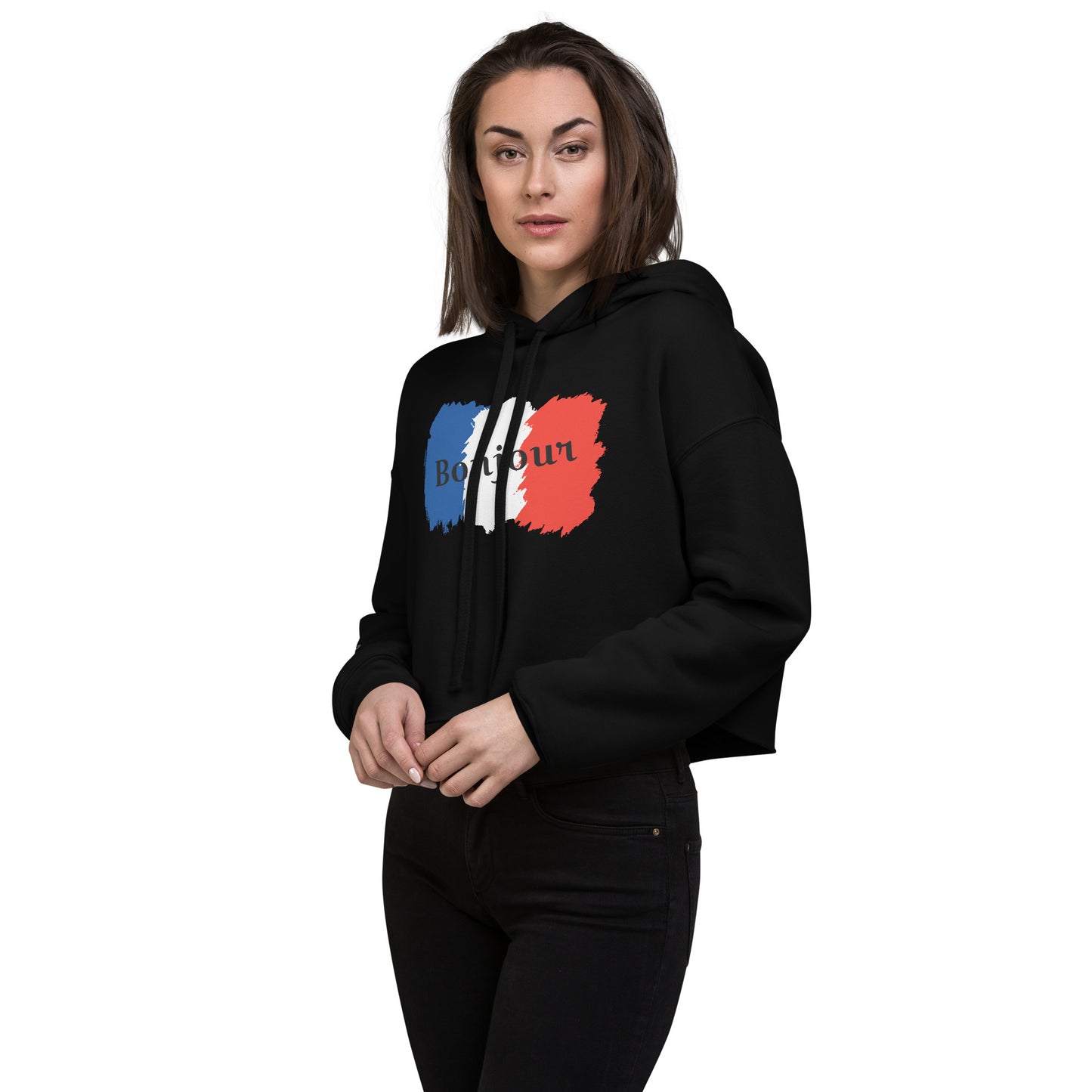 Snooty Fox Art Crop Hoodie - Bonjour