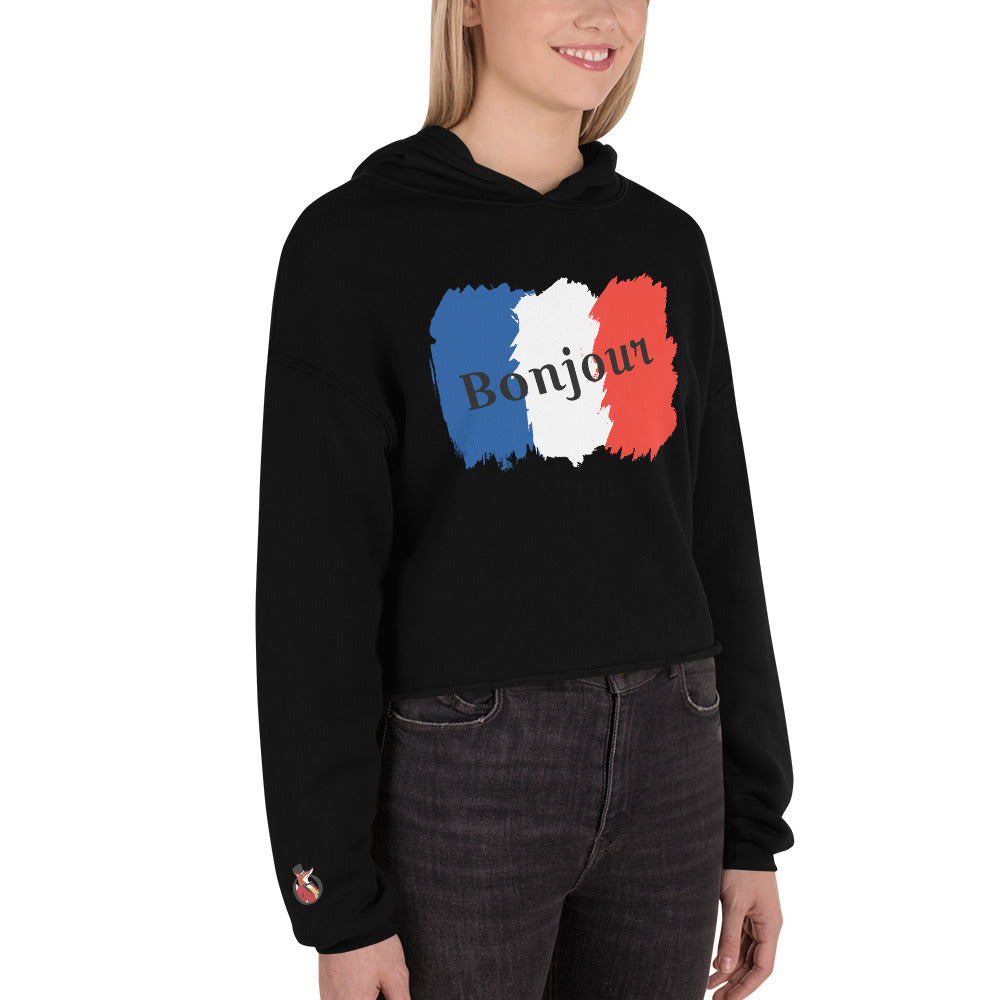 Snooty Fox Art Crop Hoodie - Bonjour