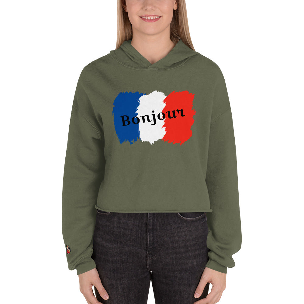 Snooty Fox Art Crop Hoodie - Bonjour
