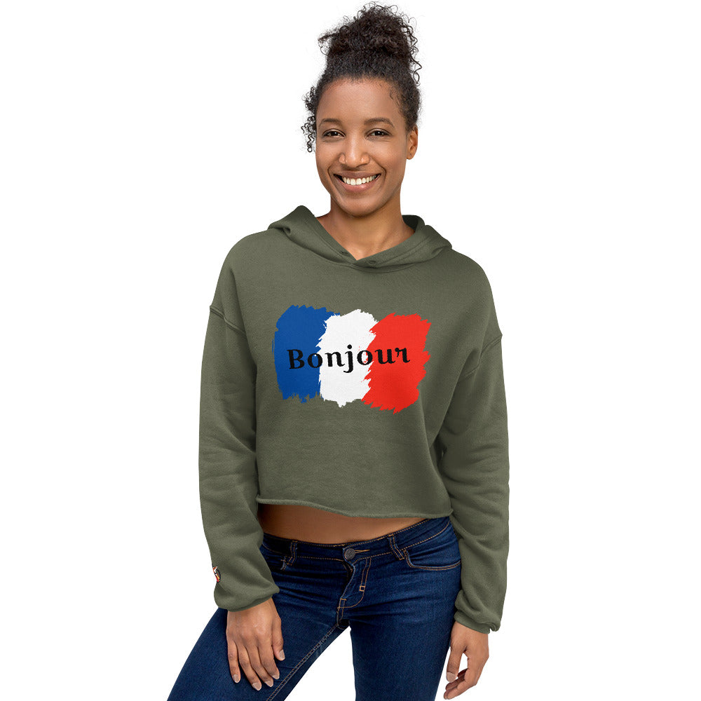 Snooty Fox Art Crop Hoodie - Bonjour