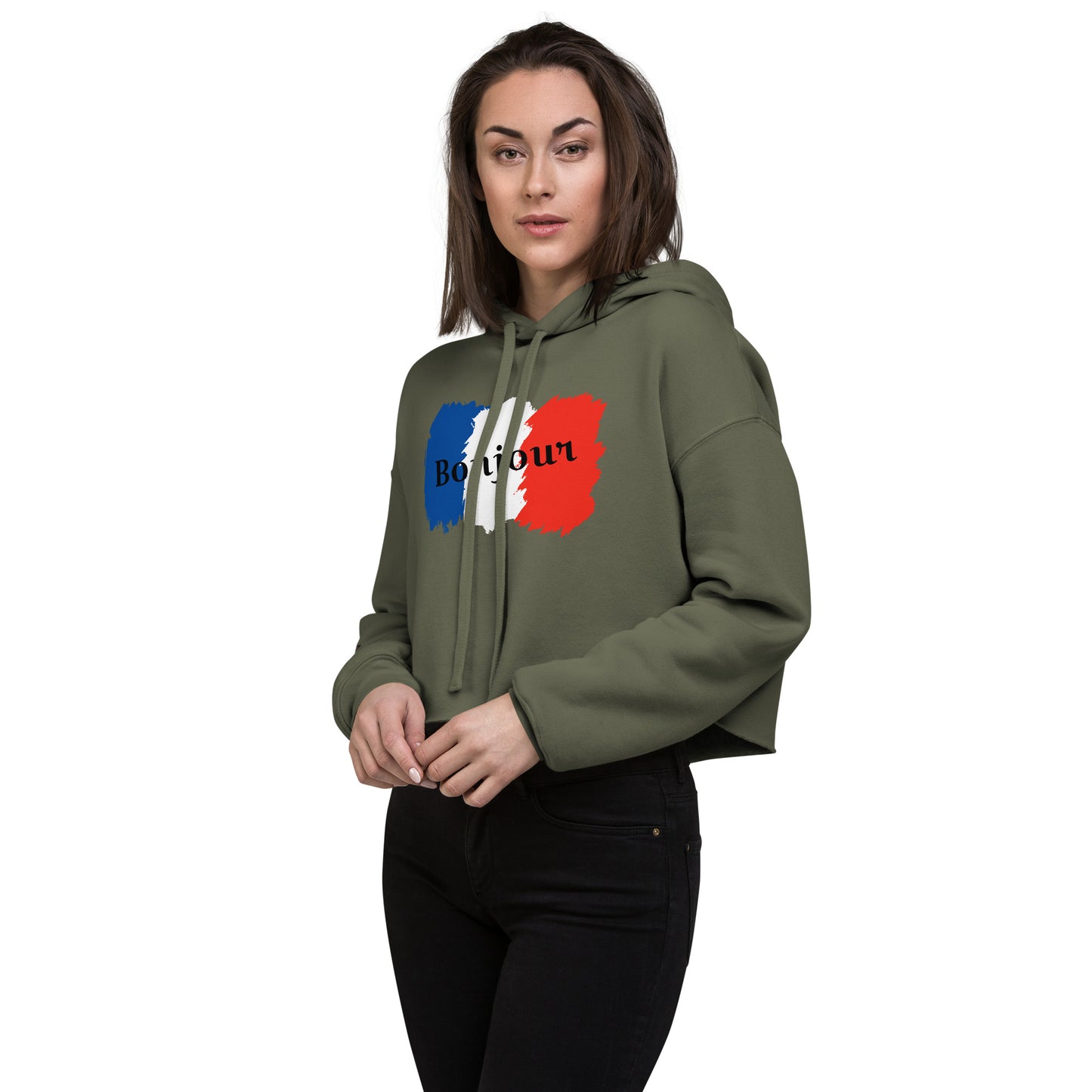 Snooty Fox Art Crop Hoodie - Bonjour