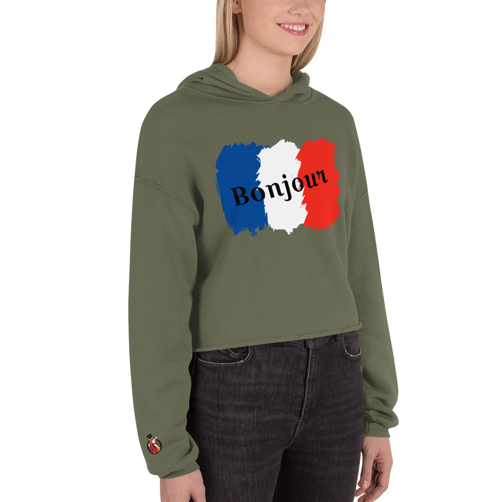 Snooty Fox Art Crop Hoodie - Bonjour
