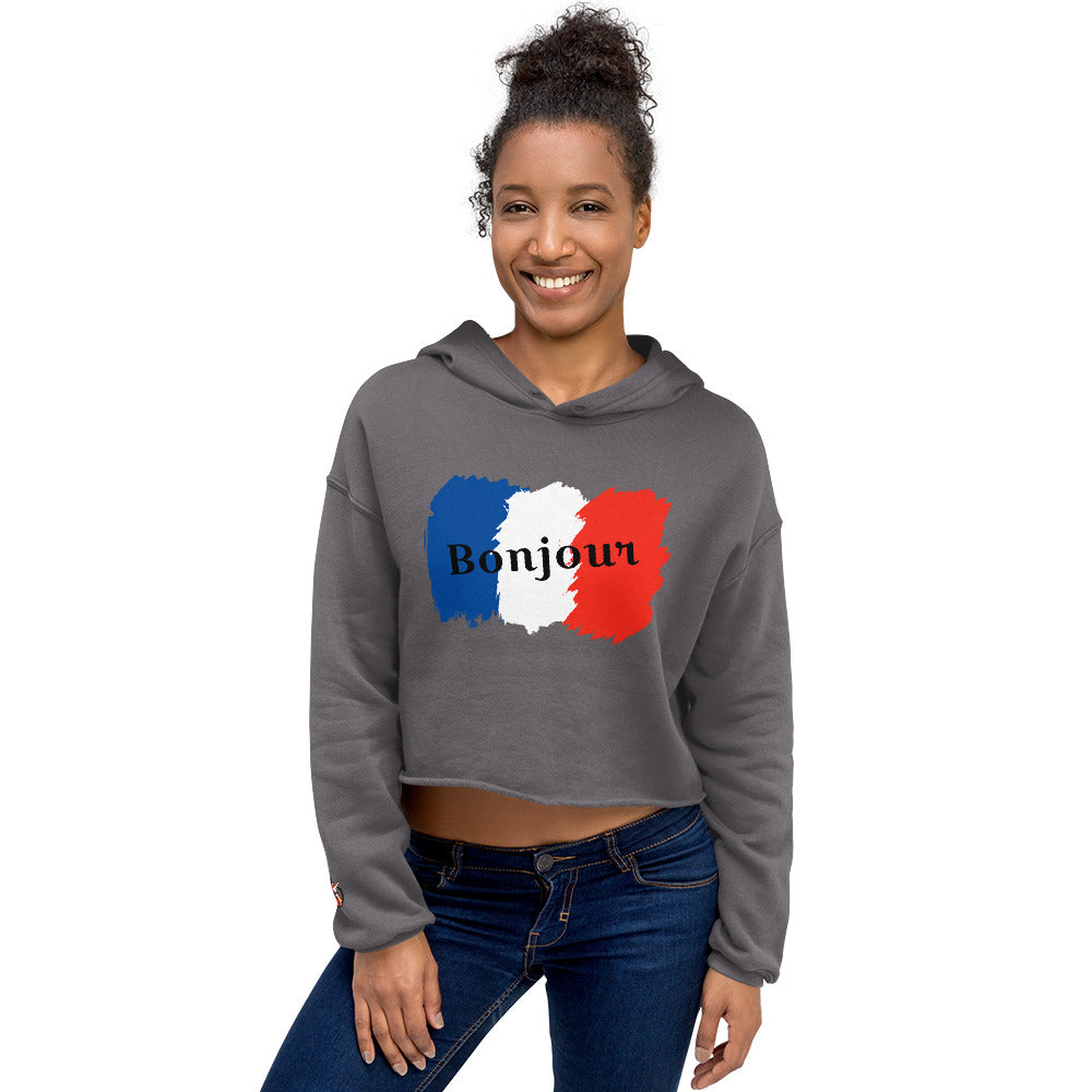 Snooty Fox Art Crop Hoodie - Bonjour