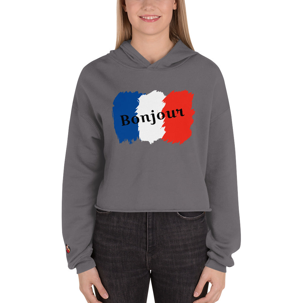 Snooty Fox Art Crop Hoodie - Bonjour