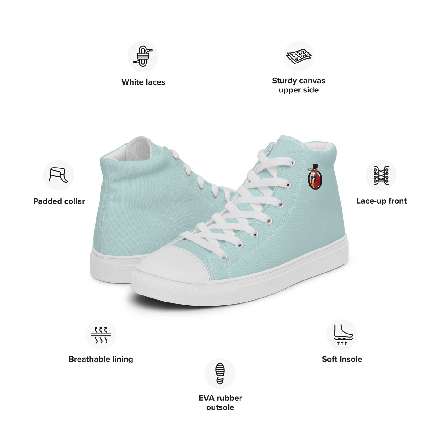 Snooty Fox Art Women’s High Top Canvas Shoes - Skylight