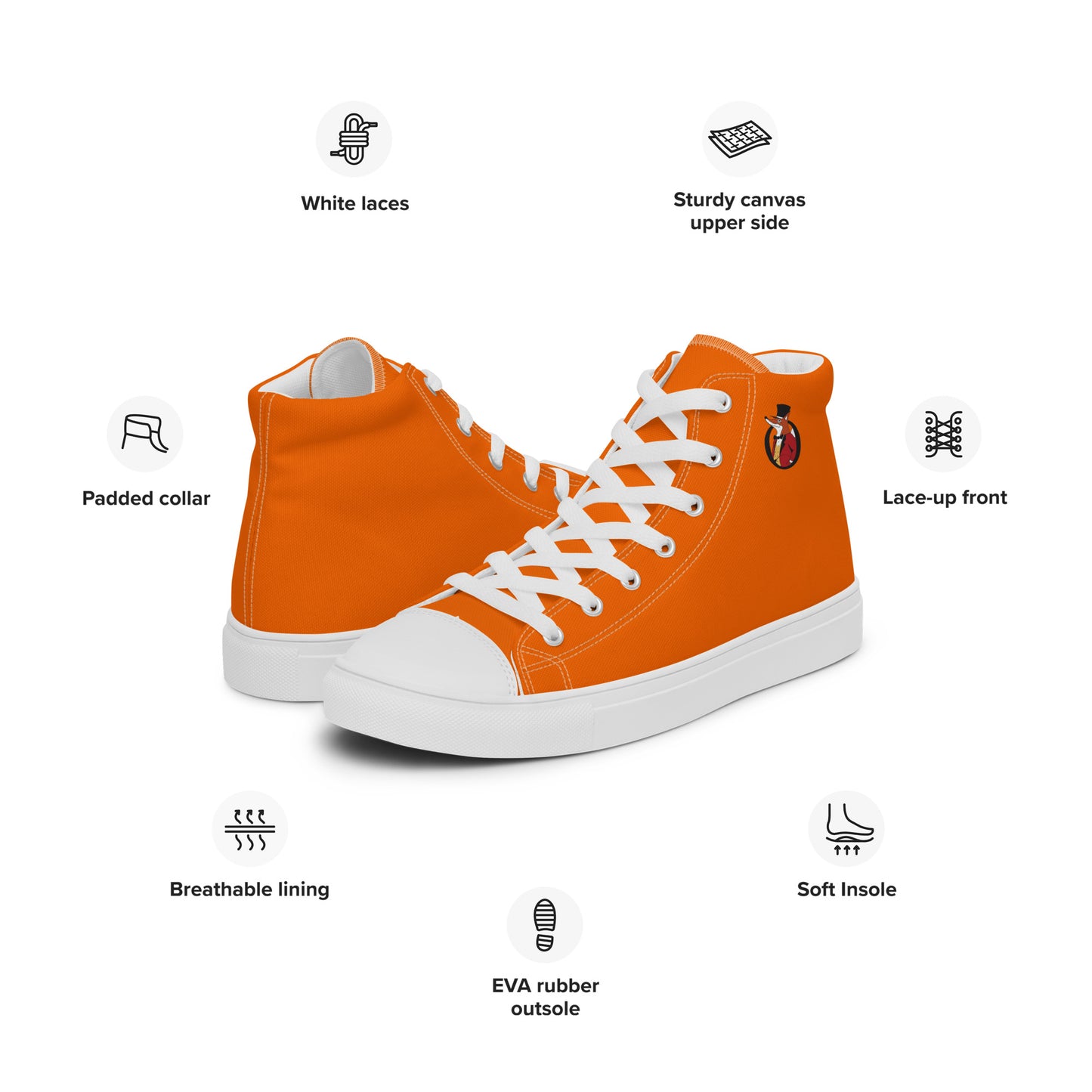 Snooty Fox Art Women’s High Top Canvas Shoes - Tangelo
