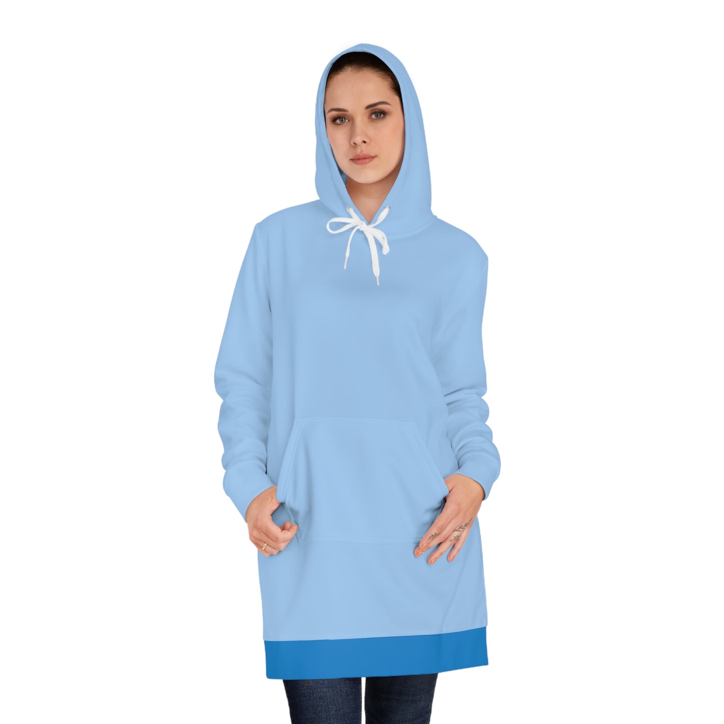 Snooty Fox Art Women's Hoodie Dress (AOP) - Light Blue