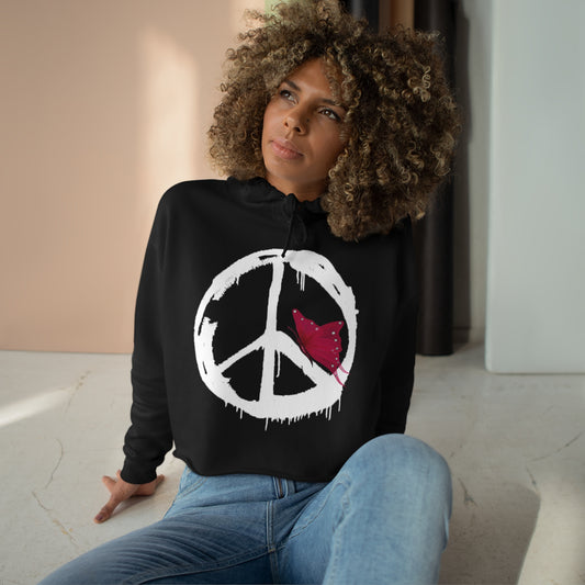 Snooty Fox Art Crop Hoodie - Peace Sign and Butterfly